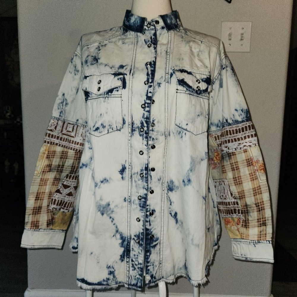 Jaded Gypsy distressed denim Blouse